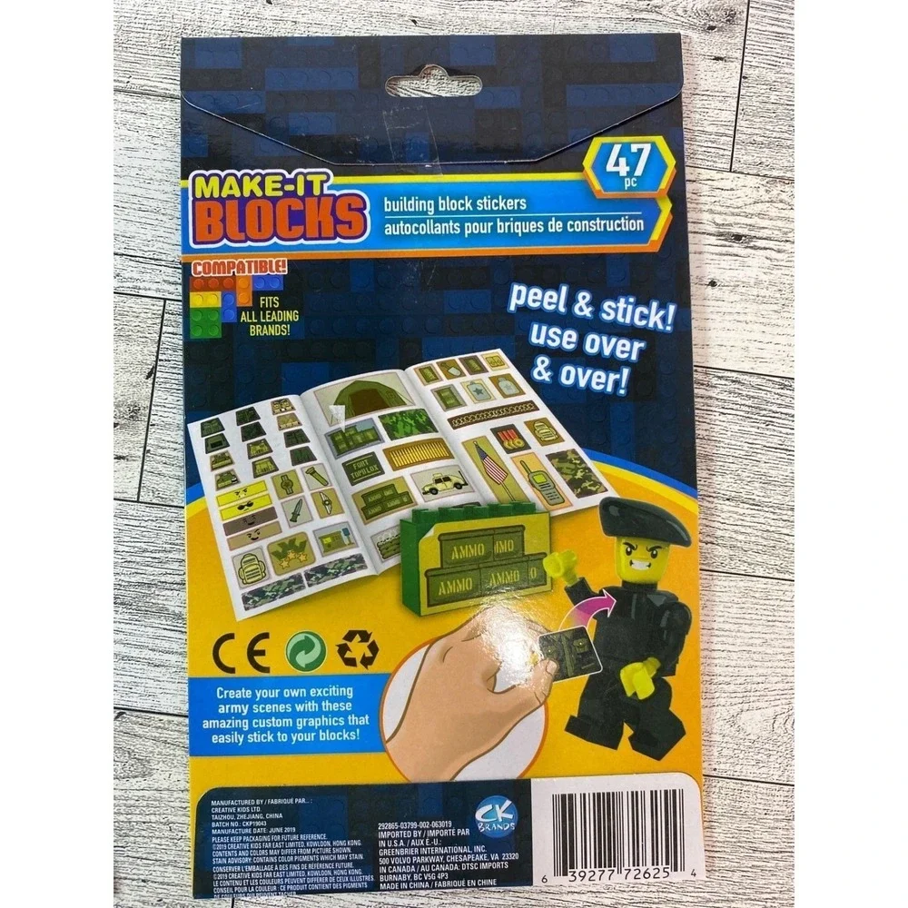 Make-It Blocks Building Block Stickers Creative Kids 2019 3pk Army Police Zombie